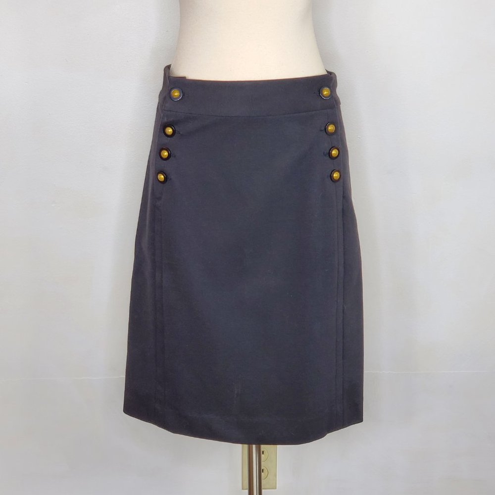 TORY BURCH Black Button Front Skirt S EUC